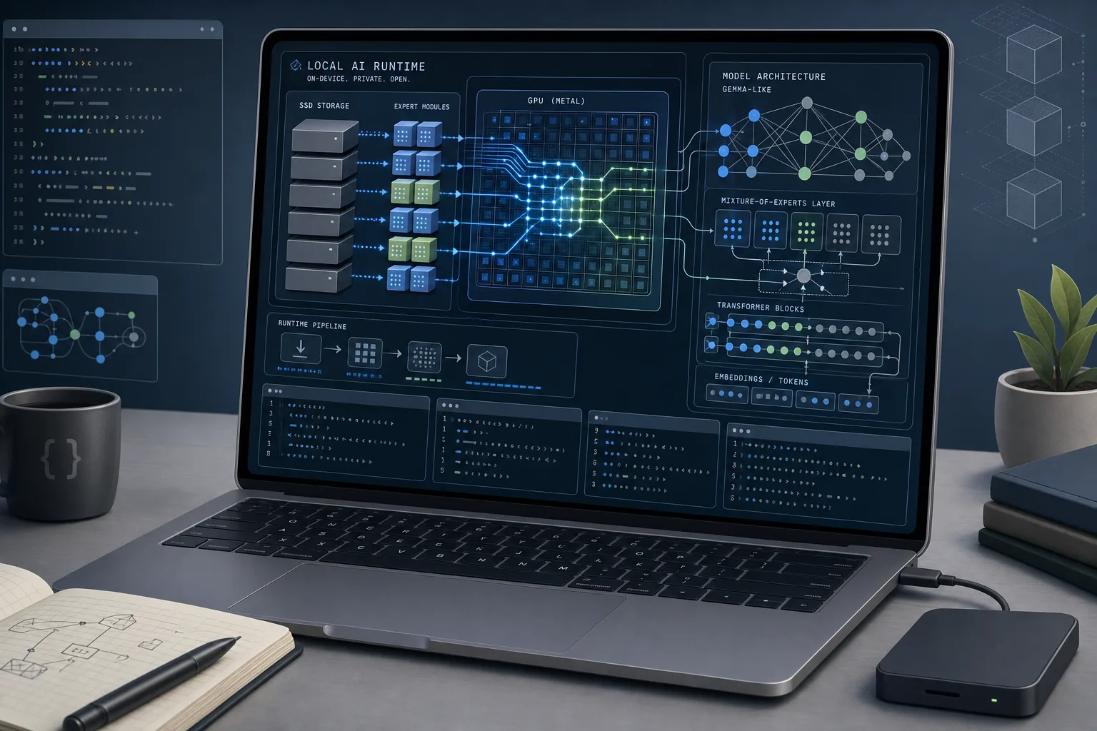 Runtime open source de local AI que streams routed experts desde SSD hacia Mac GPU pipeline