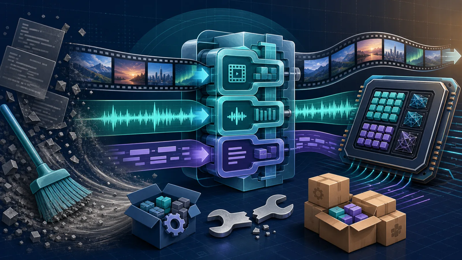 Open-source мультимедиа-пайплайн с видеокадрами, аудио, GPU-ускорением и инструментами очистки кода