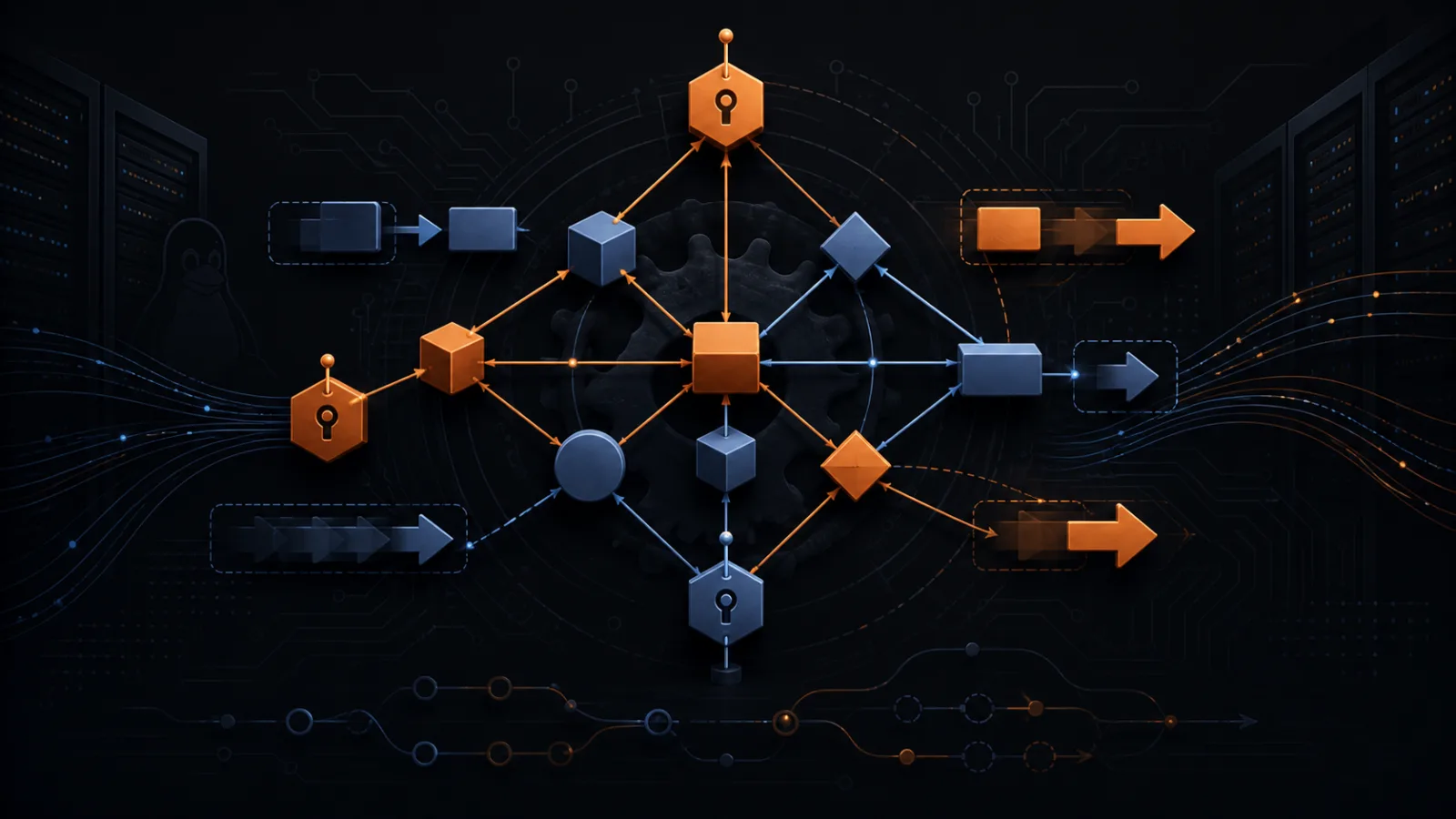 رسم لأنواع Rust مع عقد مثبتة وأخرى قابلة للنقل