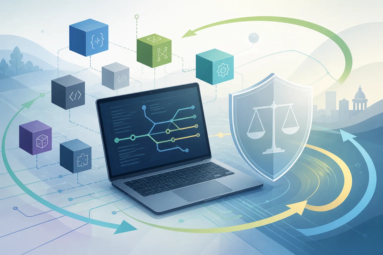 Abstract open-source software ecosystem protected by a transparent legal shield