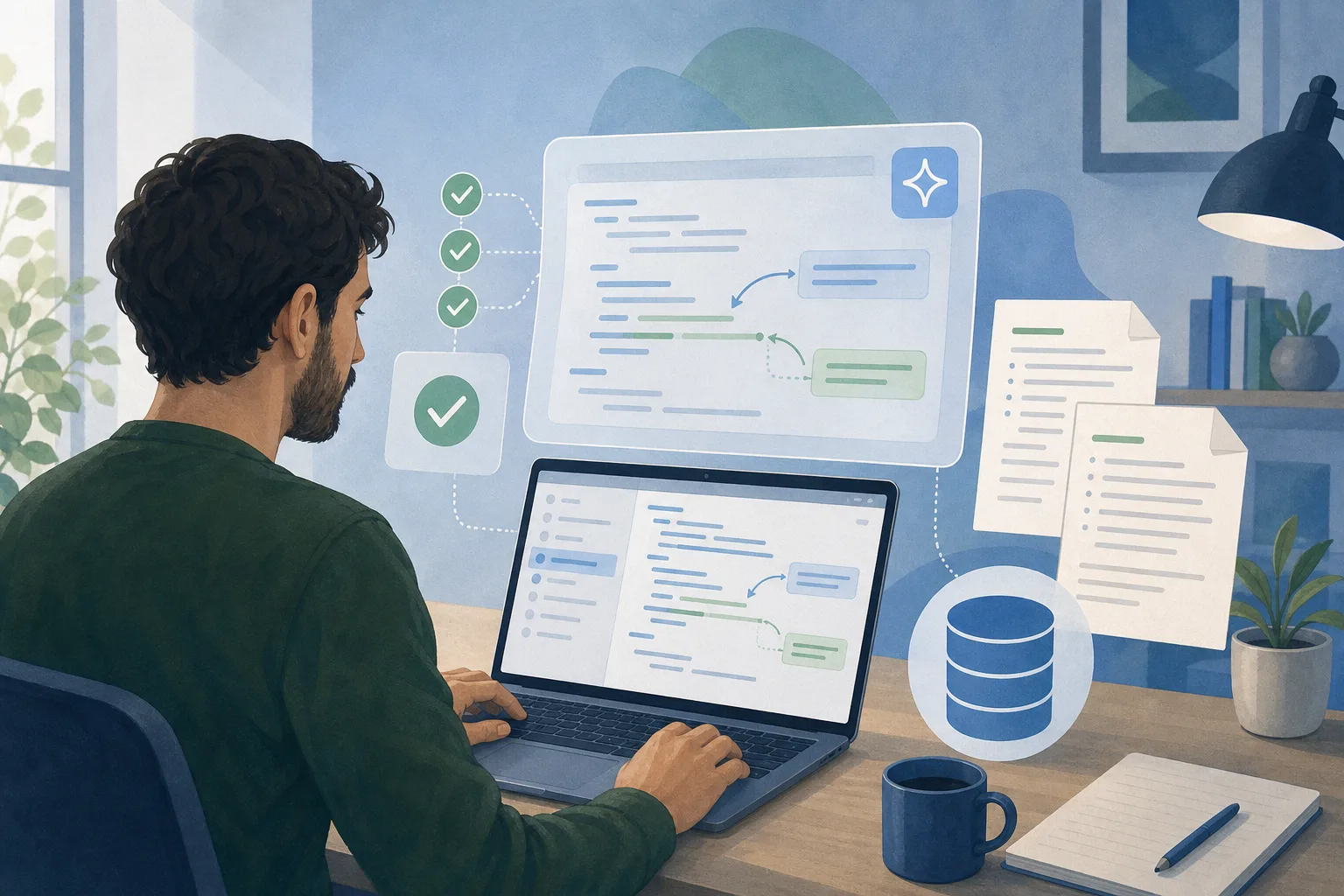 Maintainer reviewing sqlite-utils release changes with an AI code-review layer and test checks