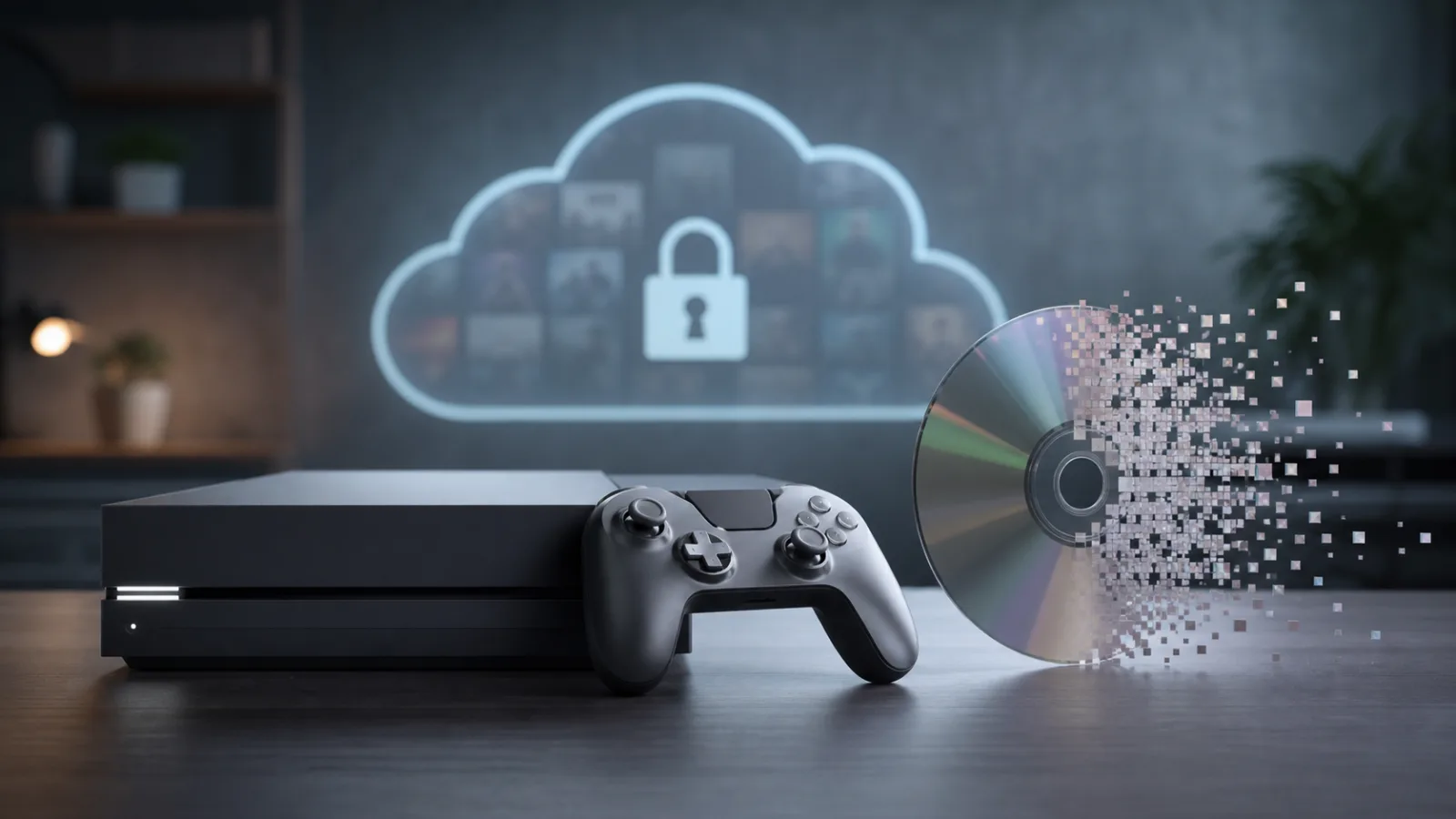 Game controller, fading disc, and locked cloud library