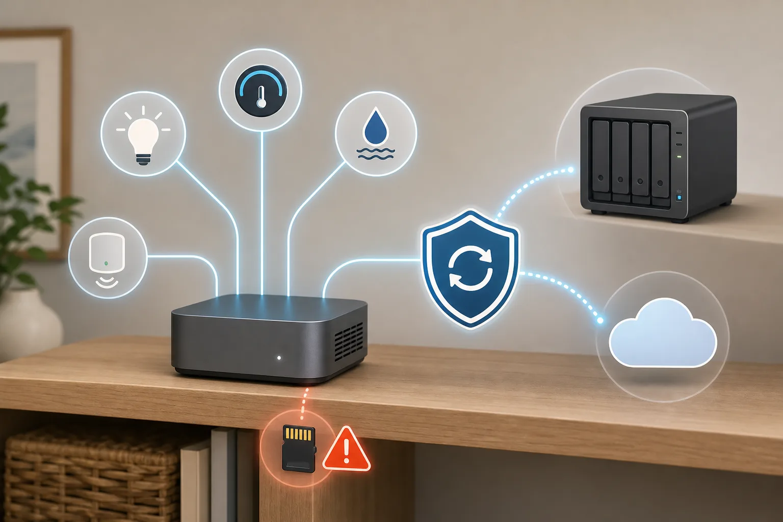 Smart home hub protected by backups to NAS and cloud