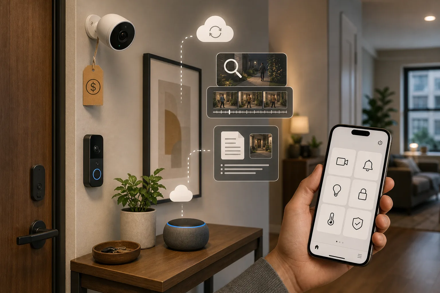 كاميرات ومكبرات منزل ذكي مع تكاليف cloud subscription متكررة