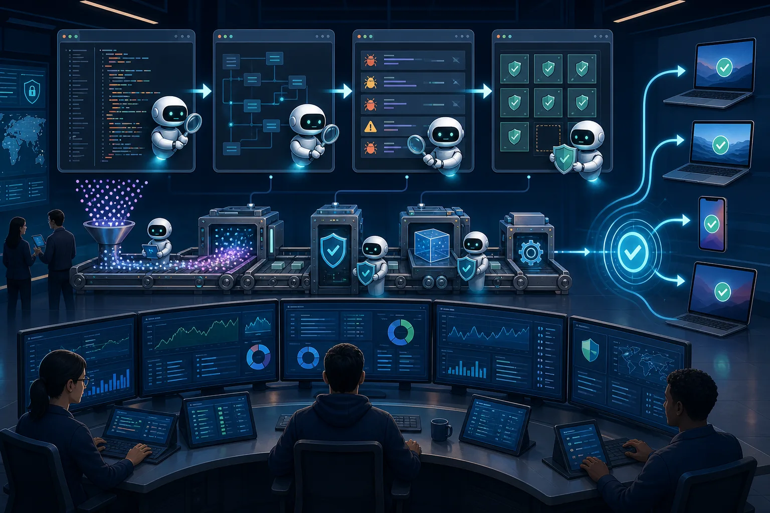 Pipeline de seguridad del navegador asistido por AI con escaneo de código y releases
