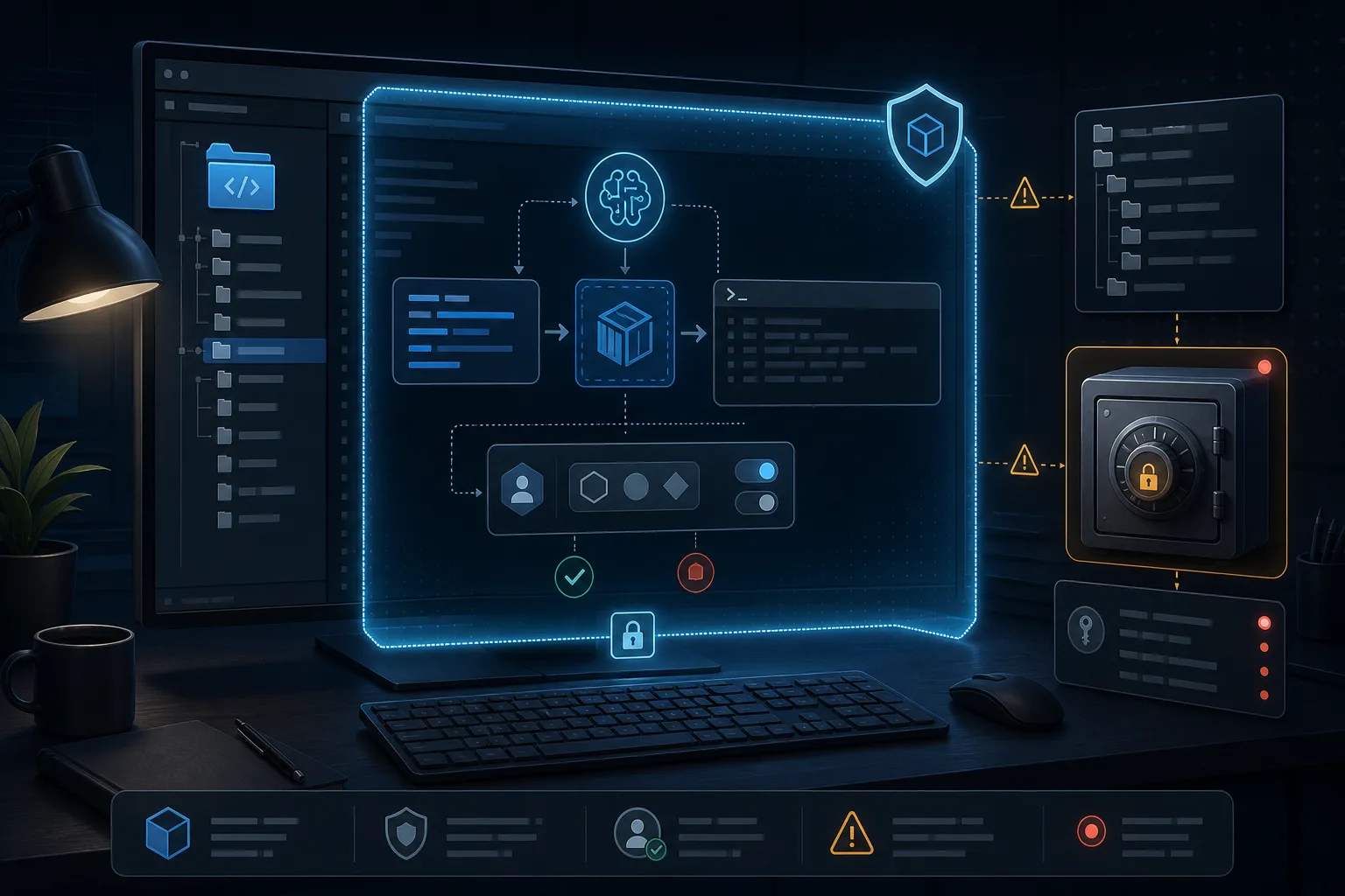 AI coding agent workflow inside a sandbox with protected secrets outside the boundary