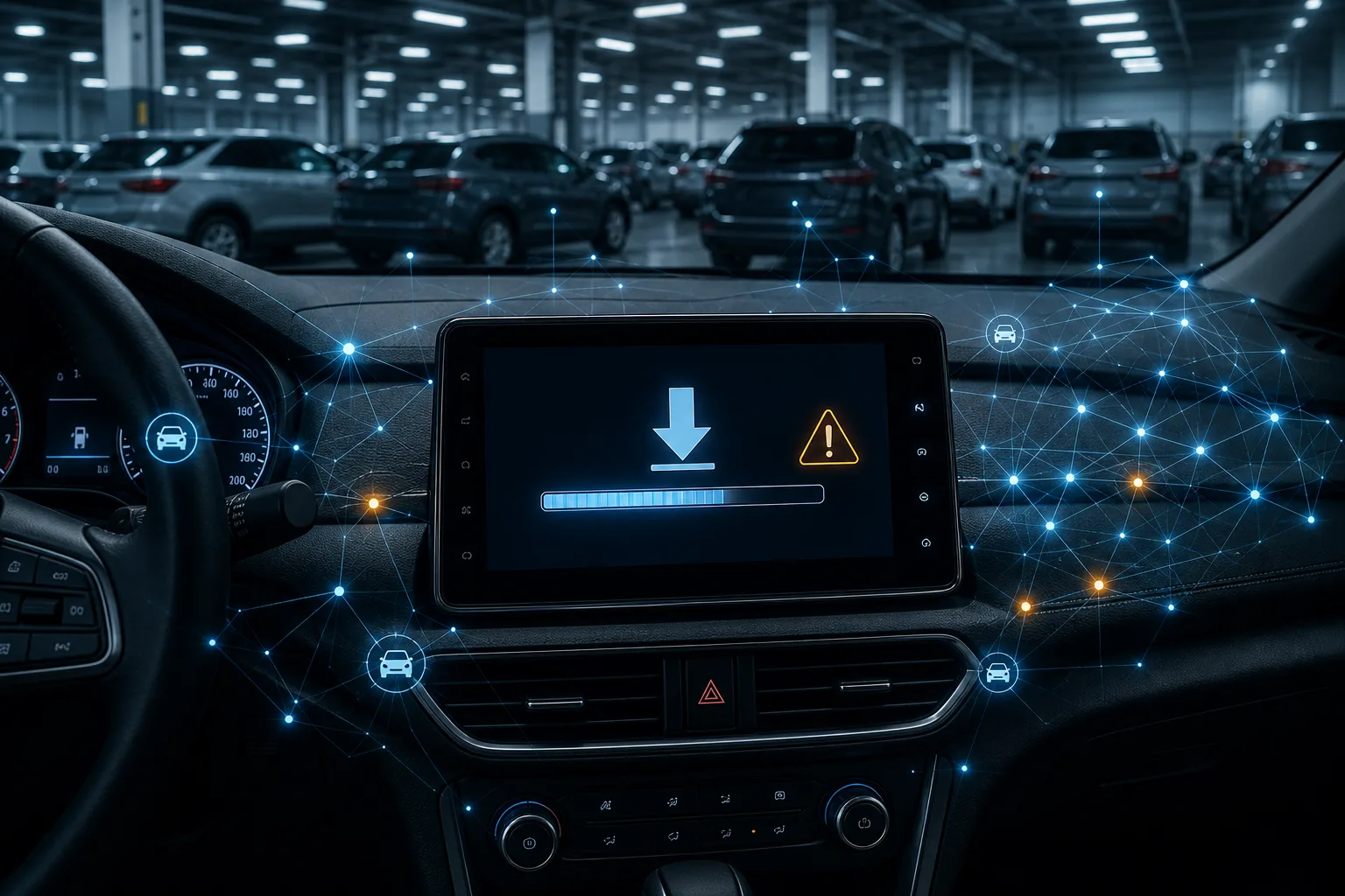 Auto-Armaturenbrett mit Update-Warnung und Proxy-Knoten