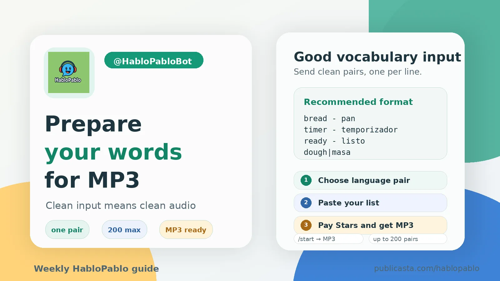 HabloPablo guide: how to prepare your vocabulary for MP3 audio