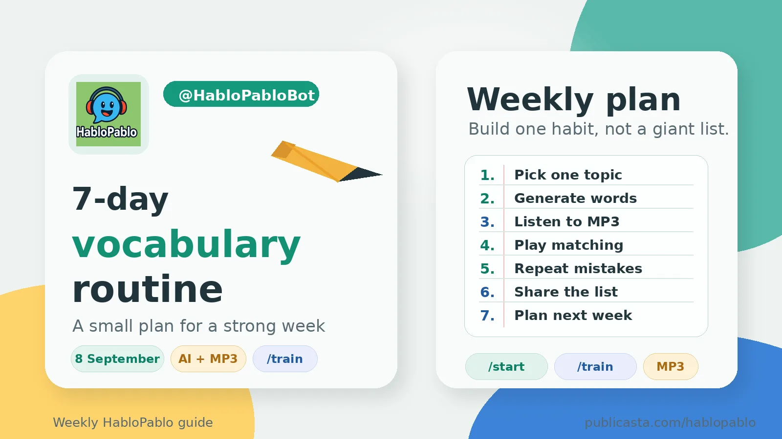 7-day vocabulary routine for HabloPablo
