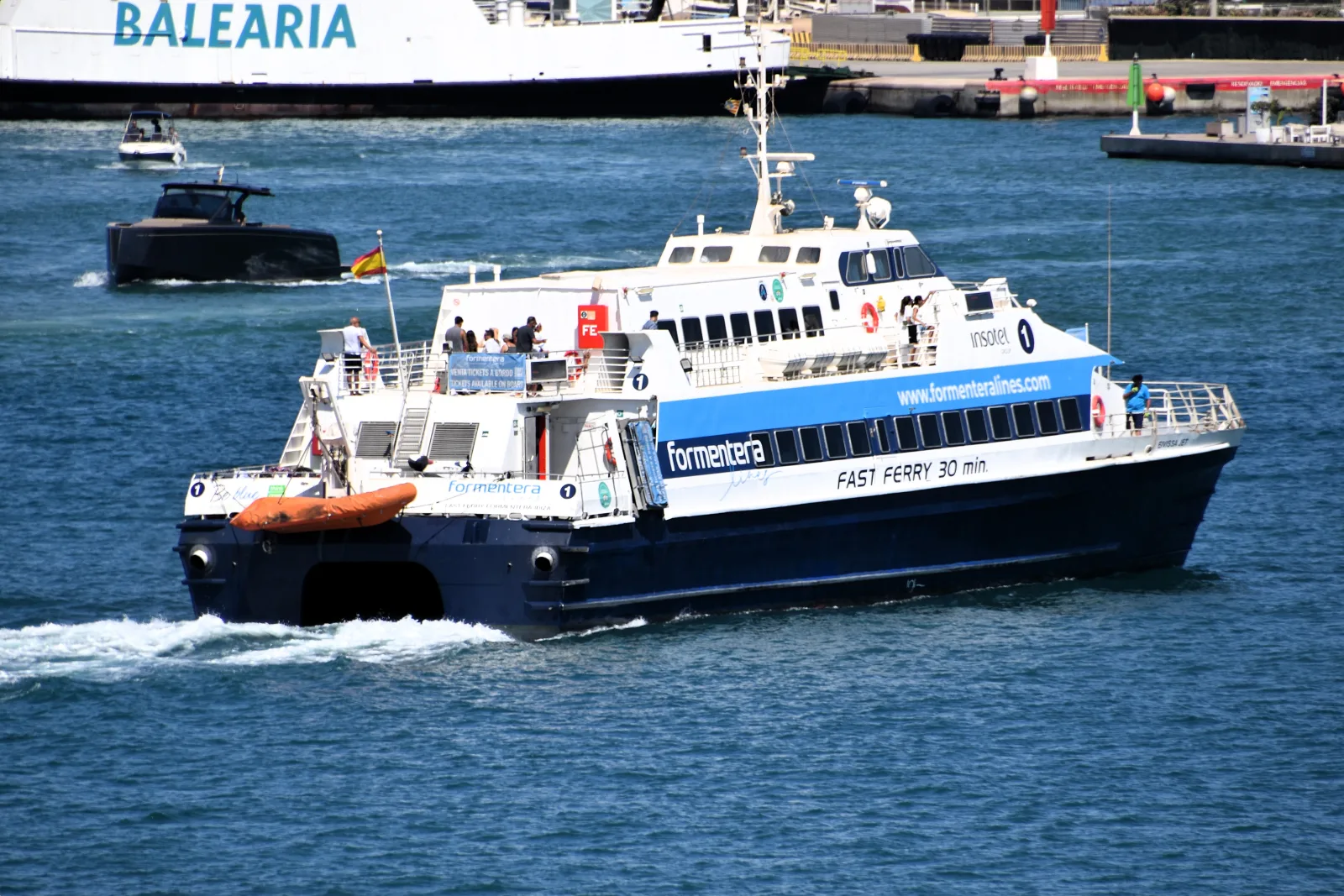 Fast ferry at Ibiza port on the Formentera route