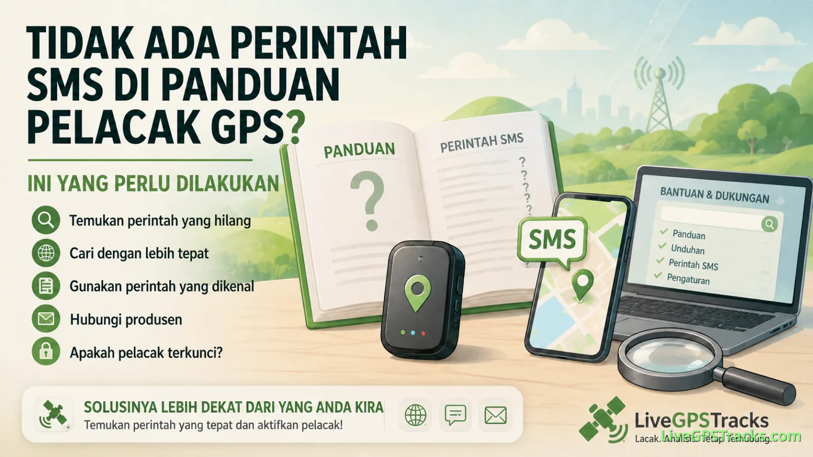 Langkah saat panduan pelacak GPS tidak memuat perintah SMS