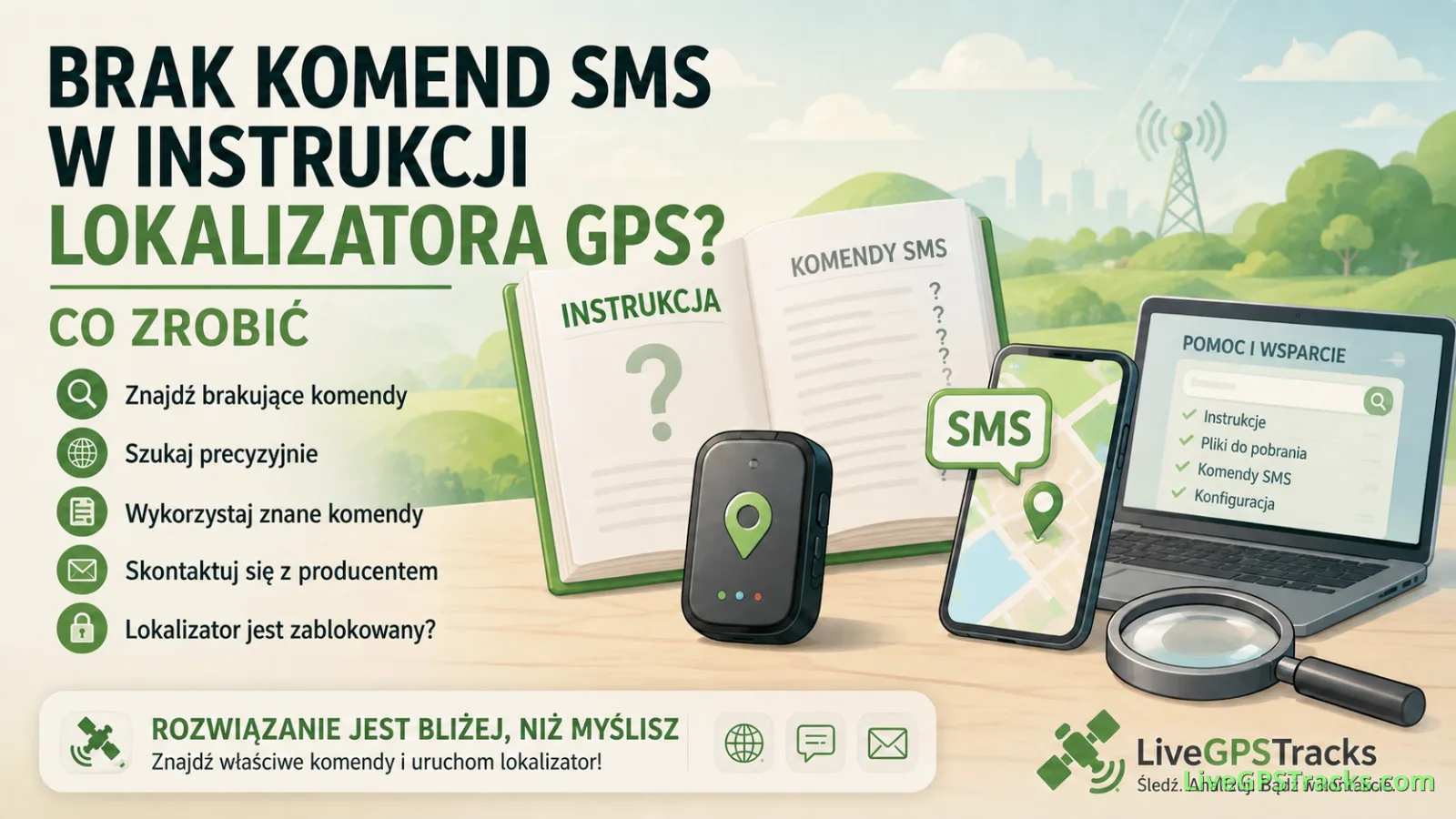 Co zrobić, gdy instrukcja lokalizatora GPS nie zawiera komend SMS
