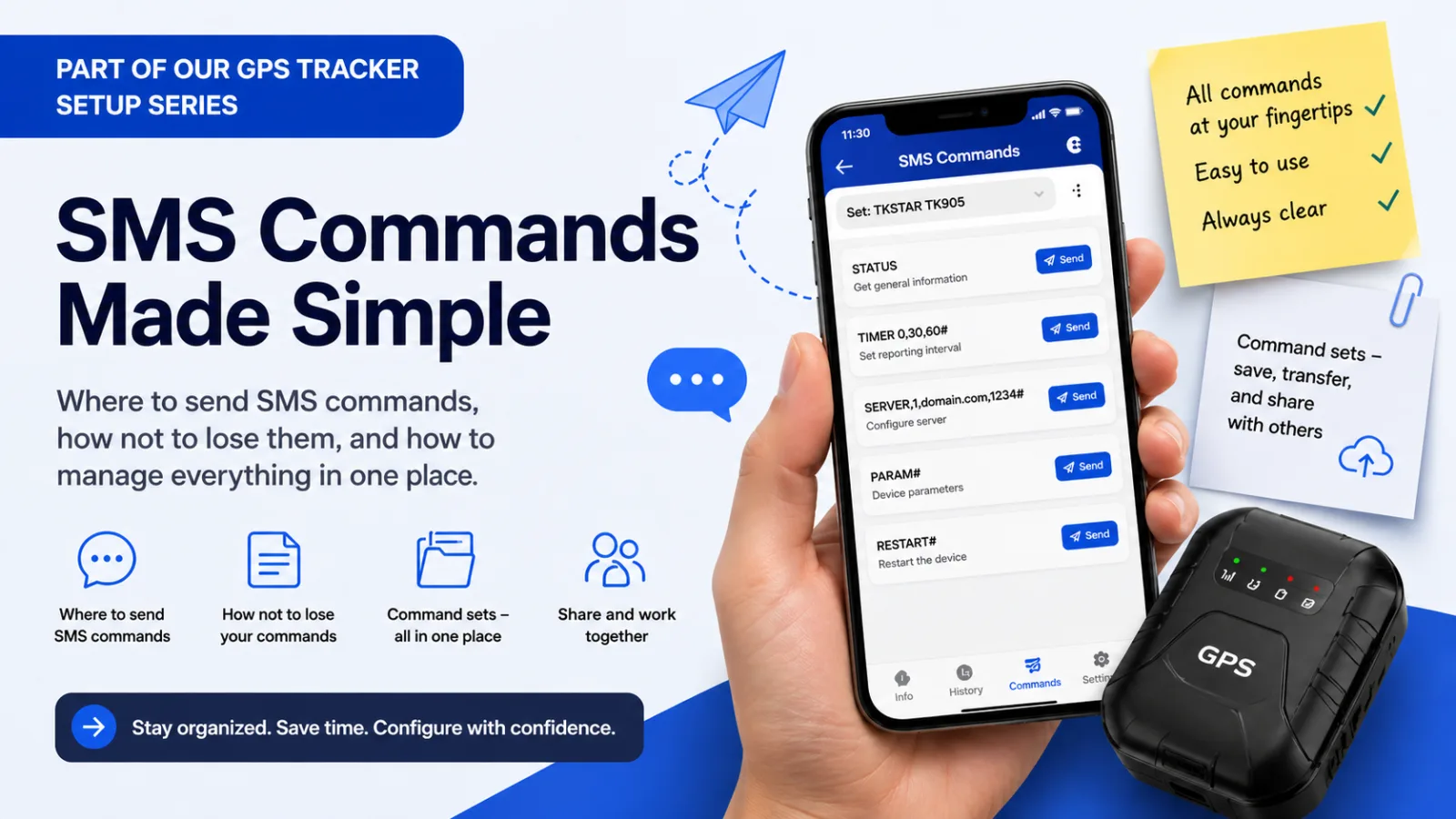 SMS Commands Made Simple: where to send, save, transfer, and share GPS tracker commands