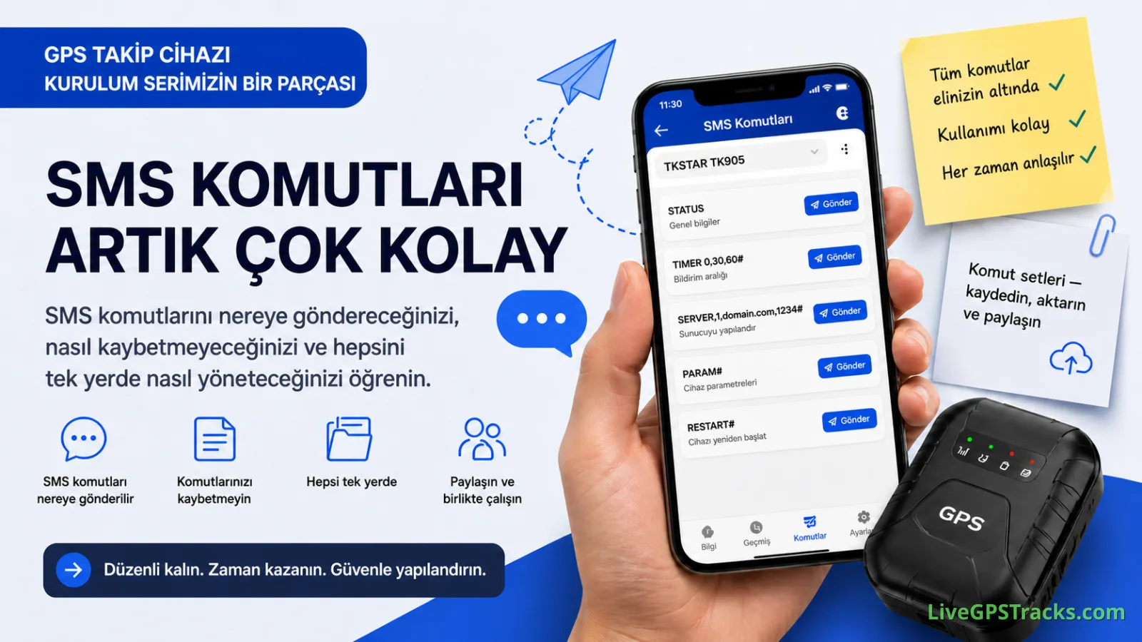 📡 GPS takip cihazı SMS komutları nereye yazılır ve nasıl saklanır?