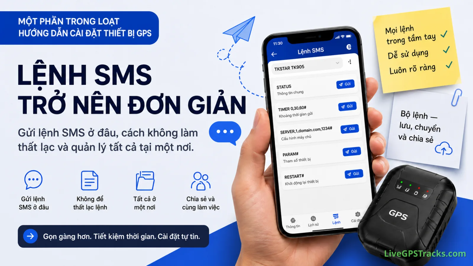 📡 Nhập lệnh SMS cho thiết bị GPS ở đâu và cách lưu không bị thất lạc