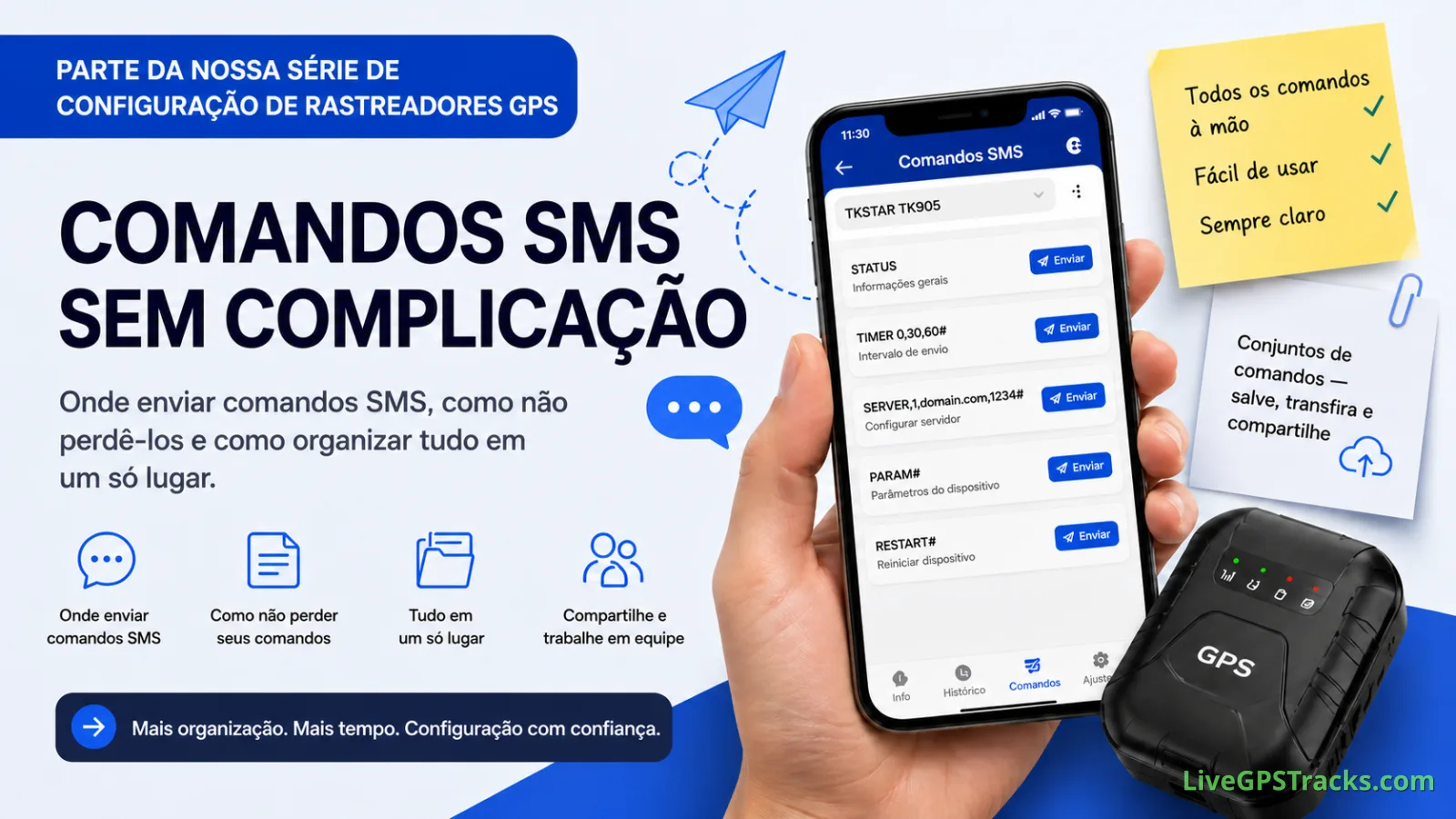 📡 Onde digitar comandos SMS para um rastreador GPS sem perdê-los
