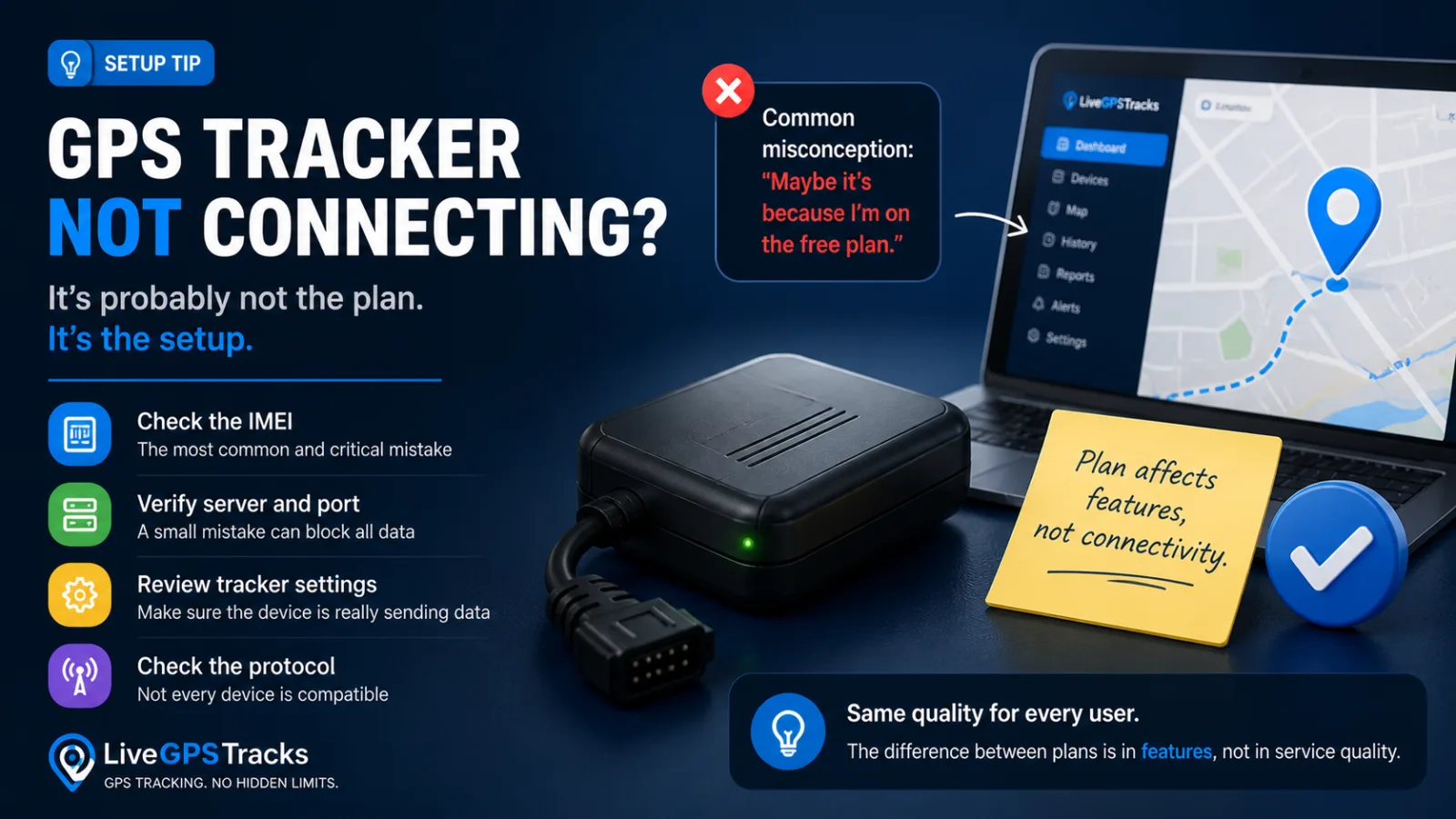 GPS tracker not connecting? Check the setup, not the plan
