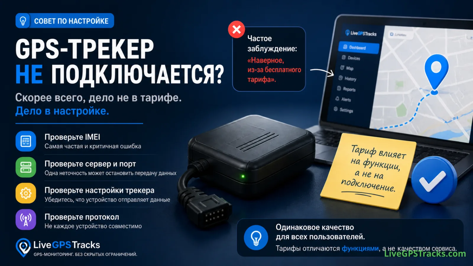 GPS-трекер не подключается? Проверьте настройку, а не тариф