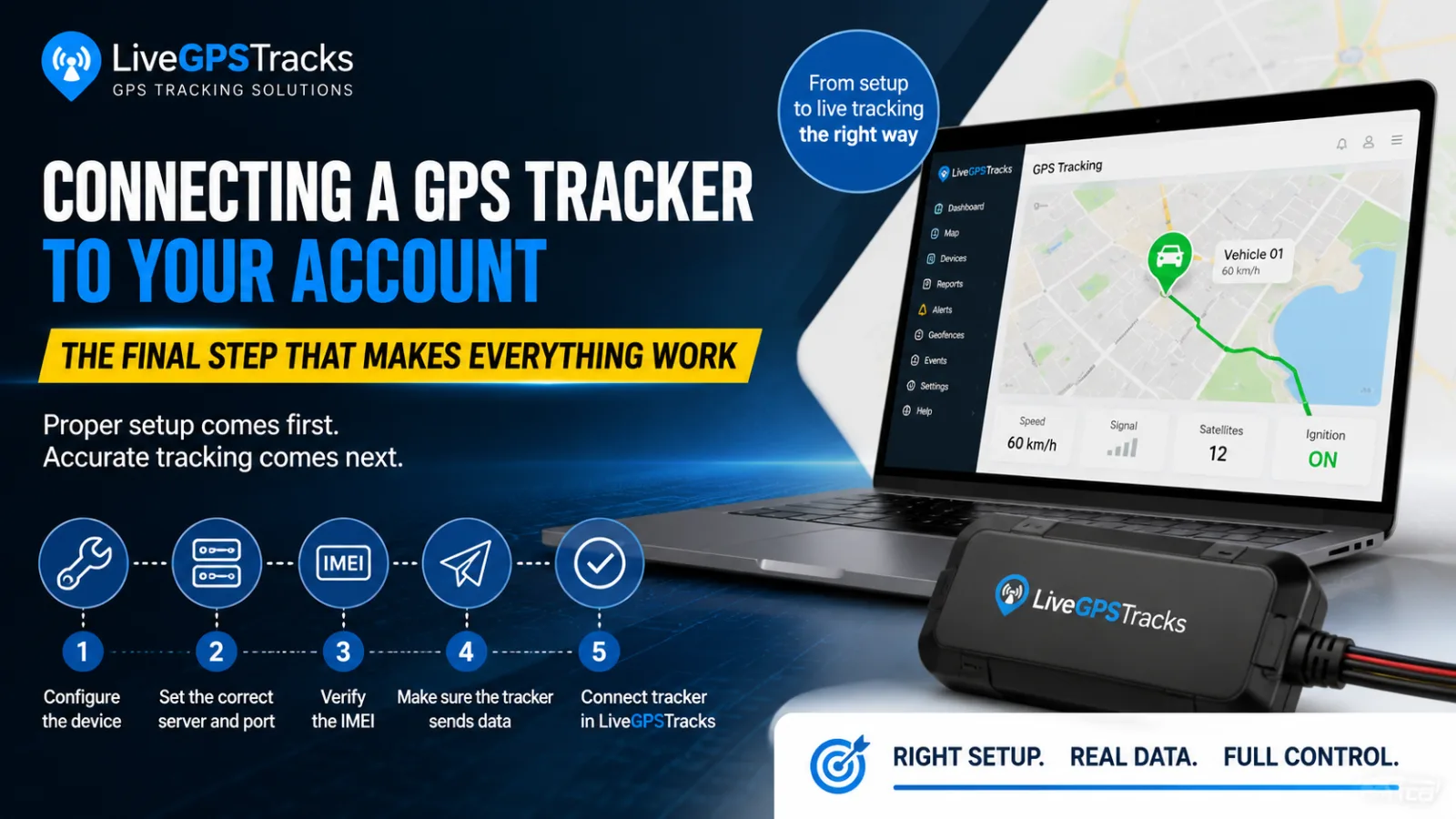 Connecting a GPS tracker to your LiveGPSTracks account after setup is complete