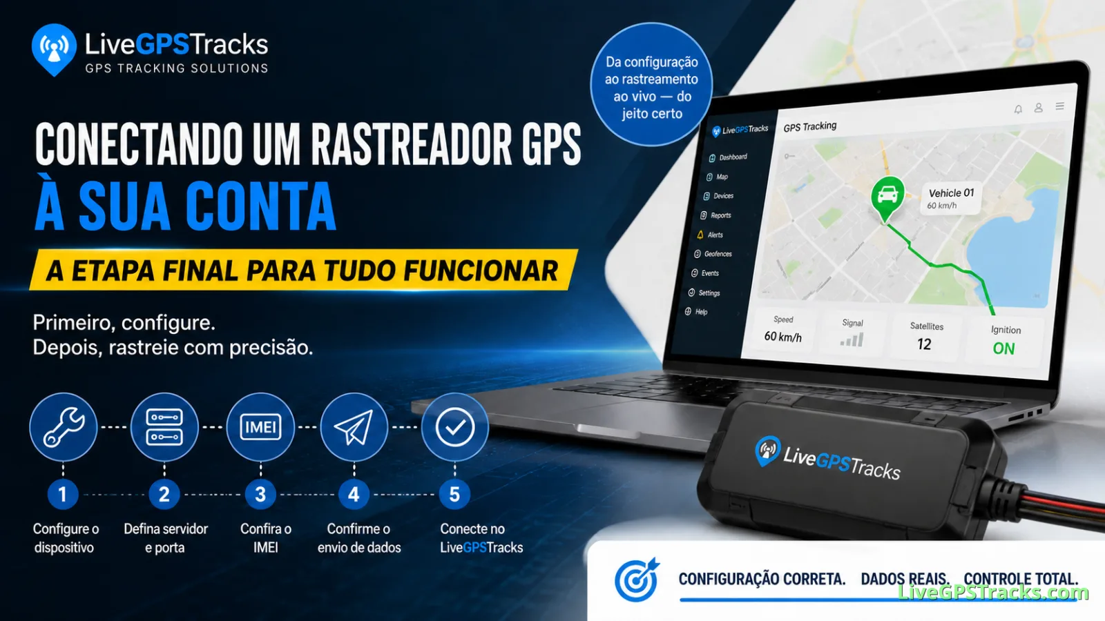 Conectar um rastreador GPS à conta LiveGPSTracks após concluir a configuração