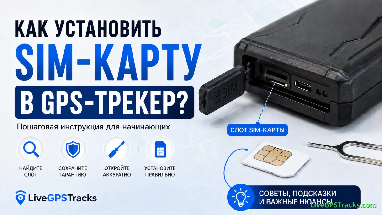 Как установить SIM-карту в GPS-трекер