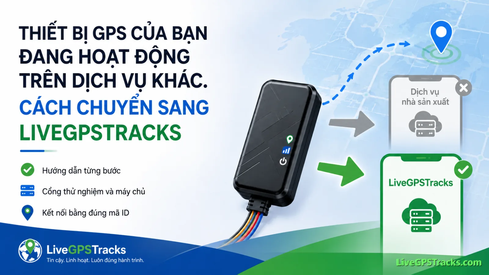 Chuyển thiết bị GPS sang LiveGPSTracks