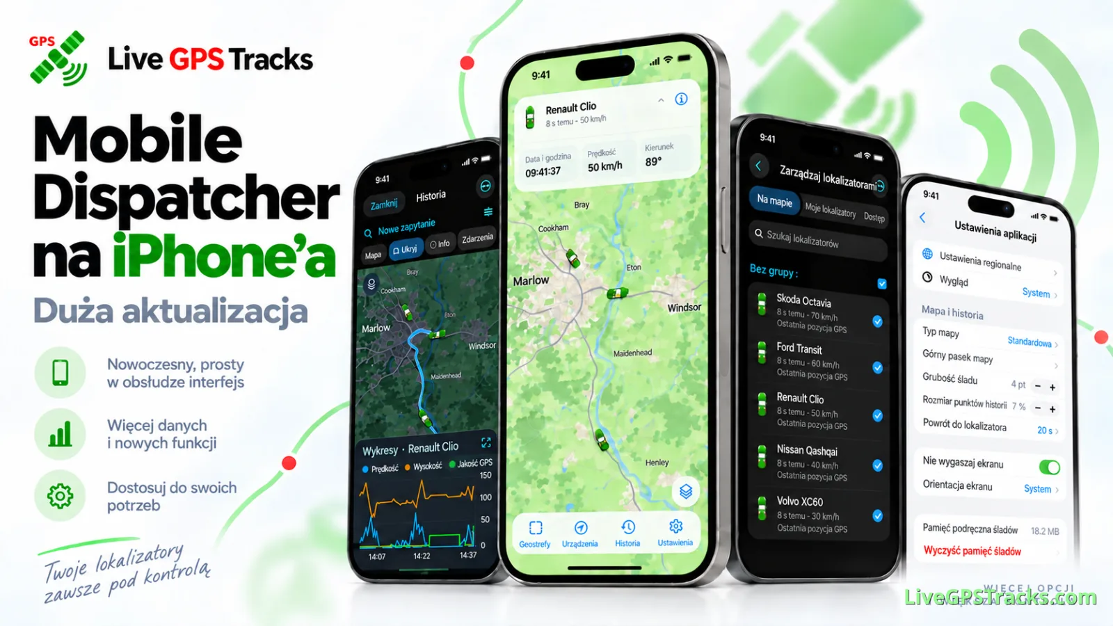 Mobile Dispatcher na iPhone’a: nowy interfejs i funkcje monitoringu GPS