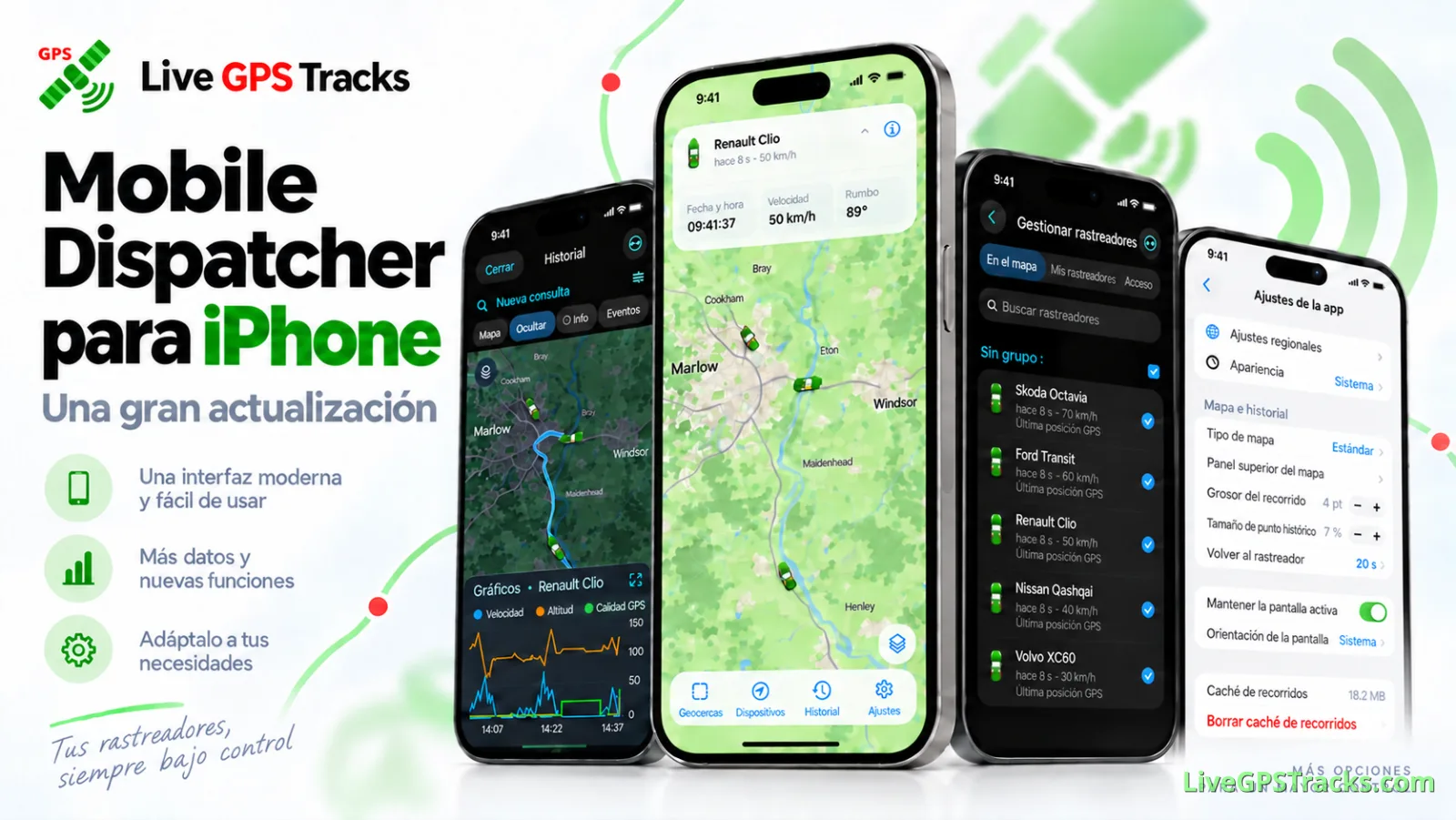 Mobile Dispatcher para iPhone: nueva interfaz y funciones de seguimiento GPS