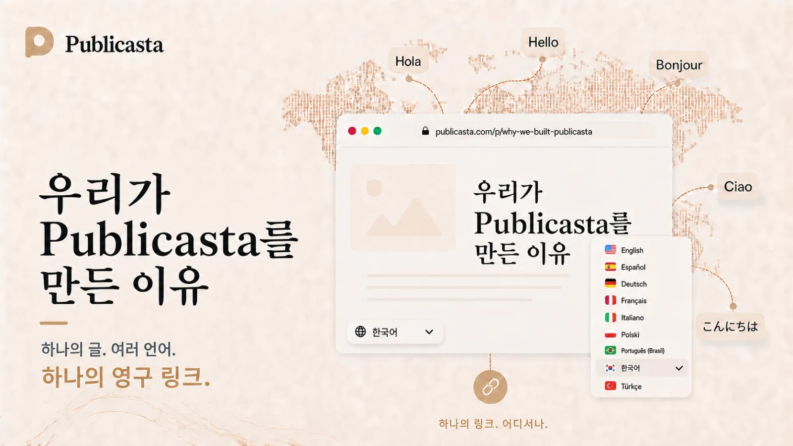 우리가 Publicasta를 만든 이유: 하나의 글, 여러 언어, 하나의 영구 링크