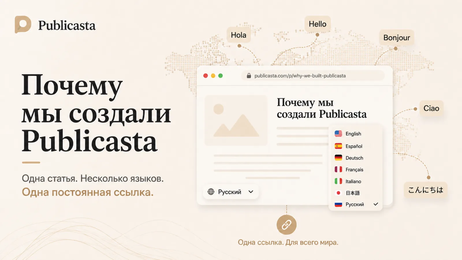 Почему мы создали Publicasta: одна статья, несколько языков и одна постоянная ссылка