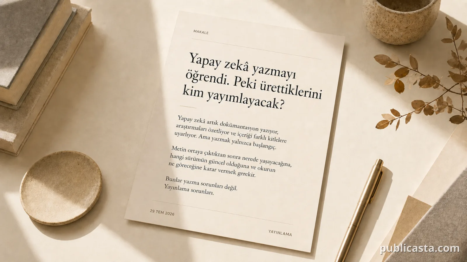 Yapay zekâ ve yayıncılığın geleceği üzerine Türkçe editoryal kapak