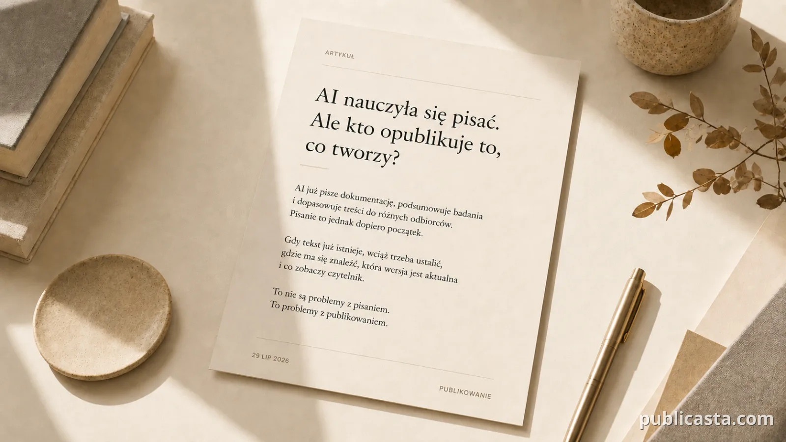 Polska okładka redakcyjna o AI i przyszłości publikowania