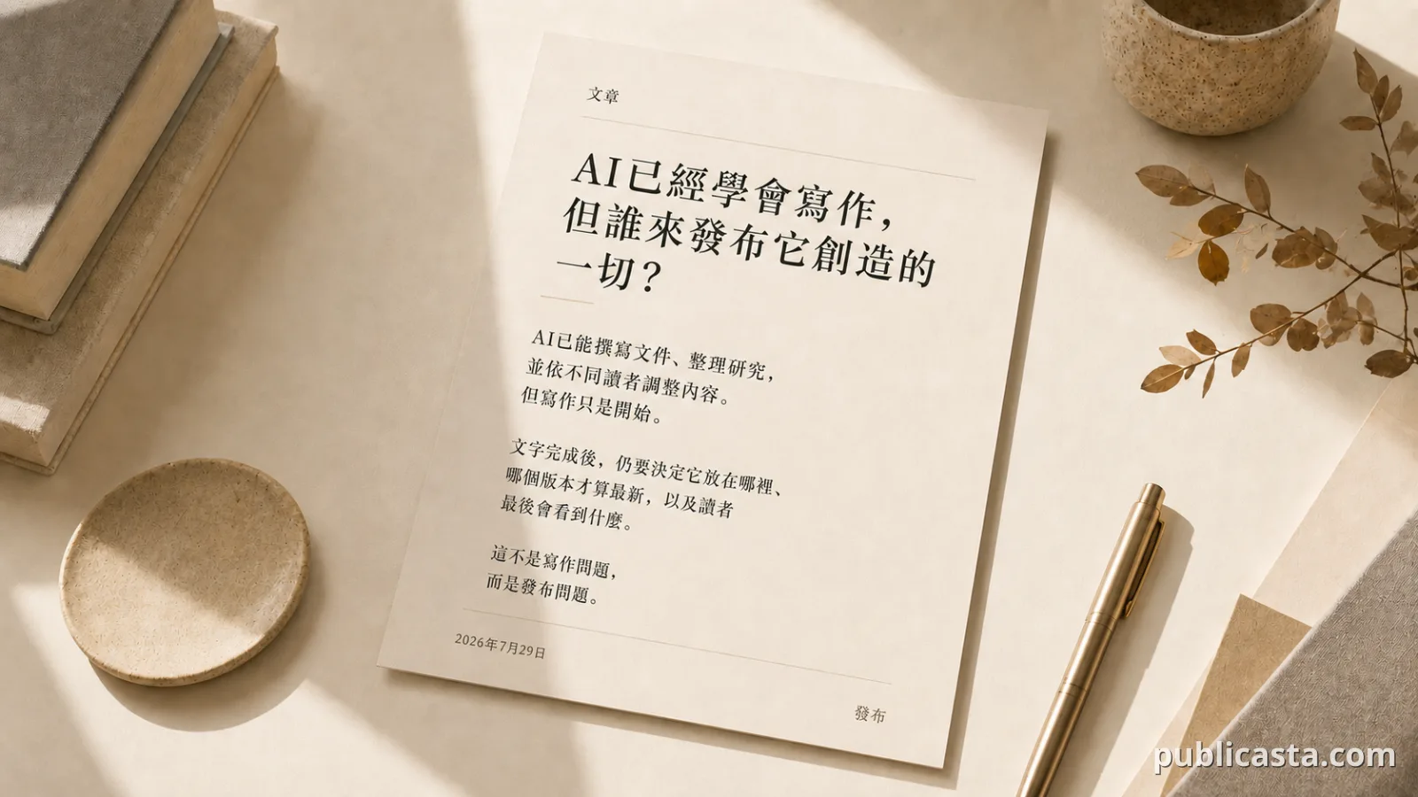 關於AI與發布基礎設施的繁體中文編輯風格封面