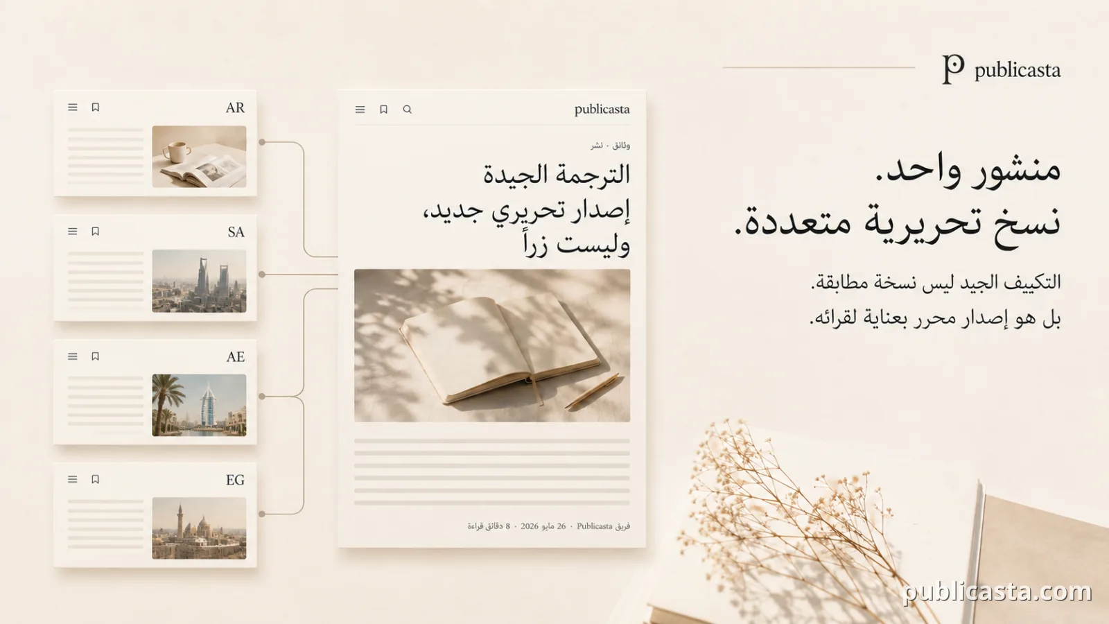 منشور واحد، نسخ تحريرية متعددة