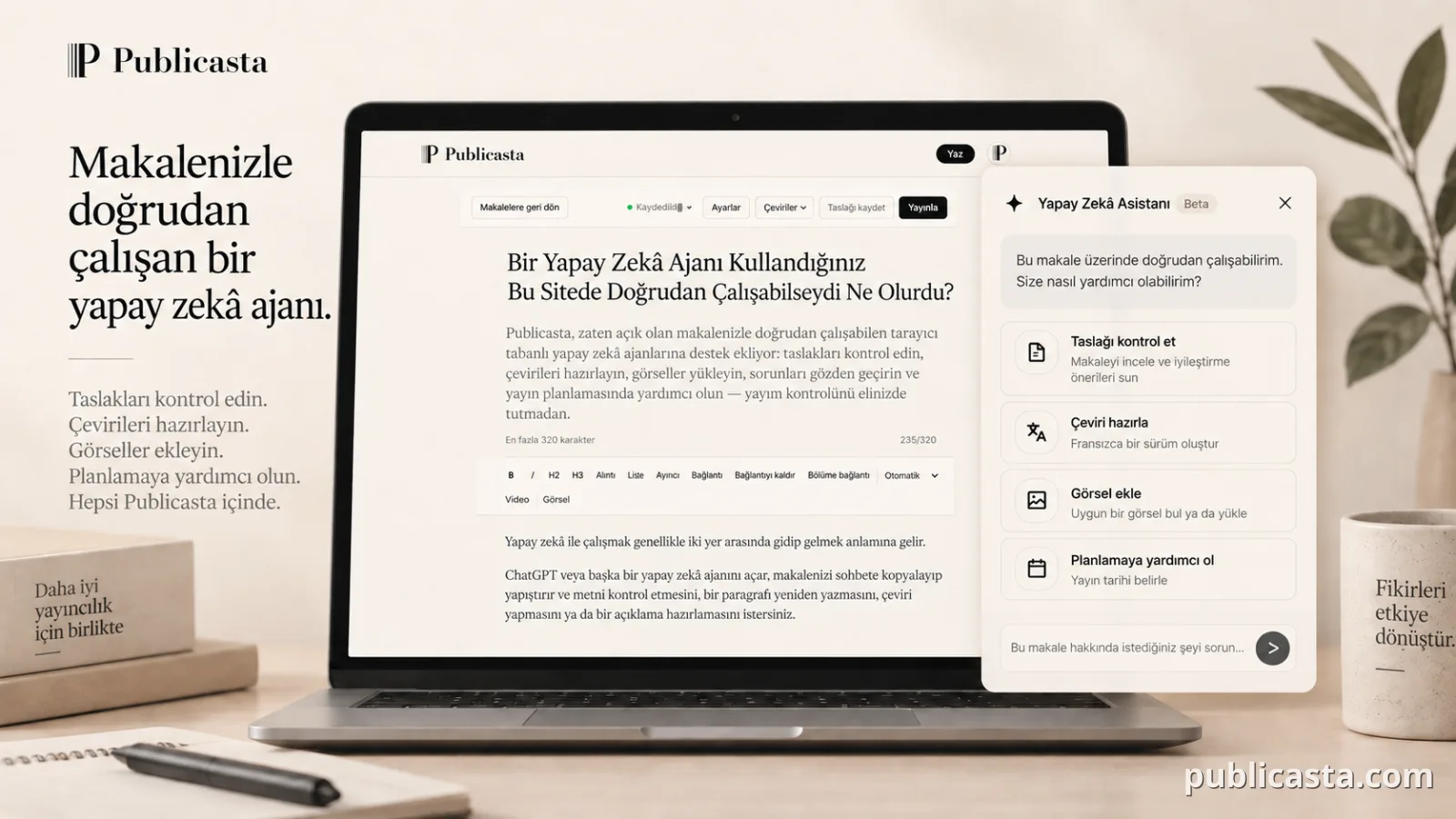 Kapak: Publicasta içinde çalışan bir yapay zekâ aracısı