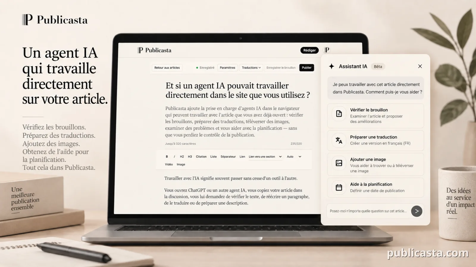 Couverture : un agent IA travaille dans Publicasta