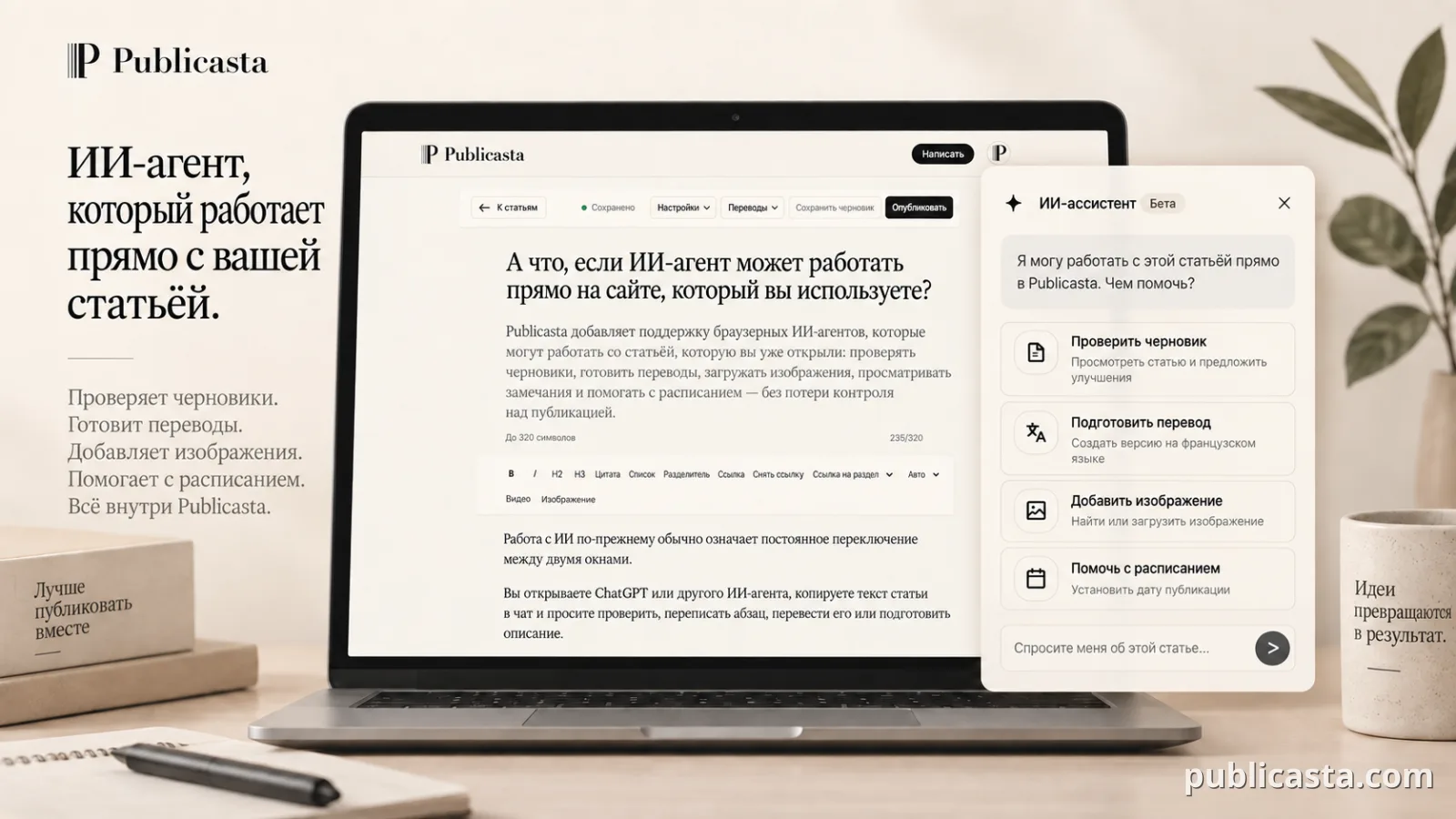 Обложка: ИИ-агент работает внутри Publicasta