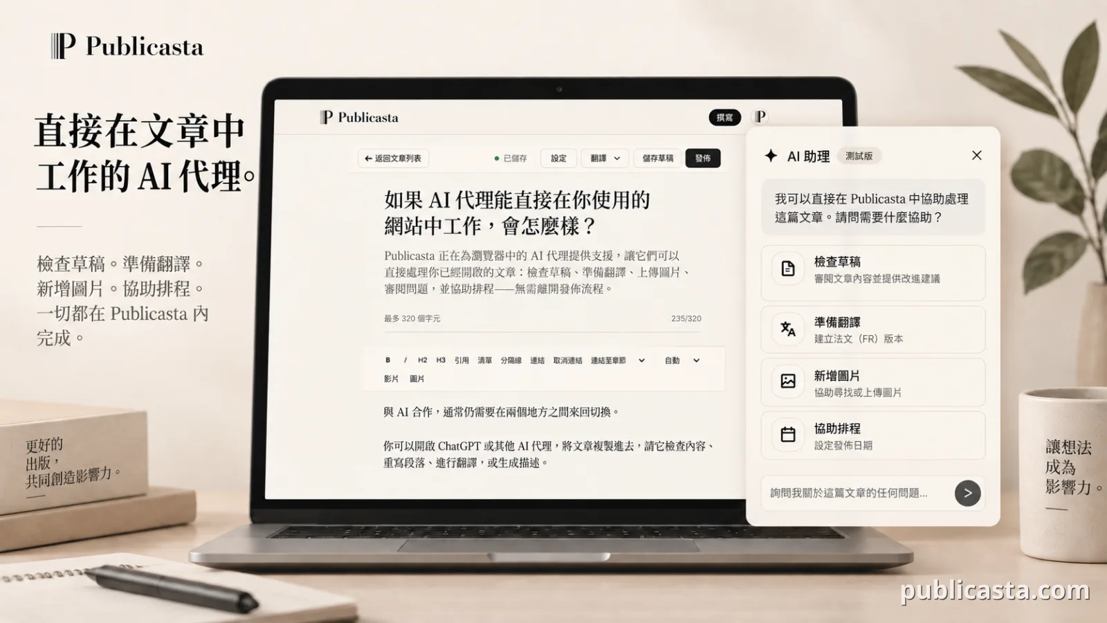 封面：AI 代理在 Publicasta 中工作