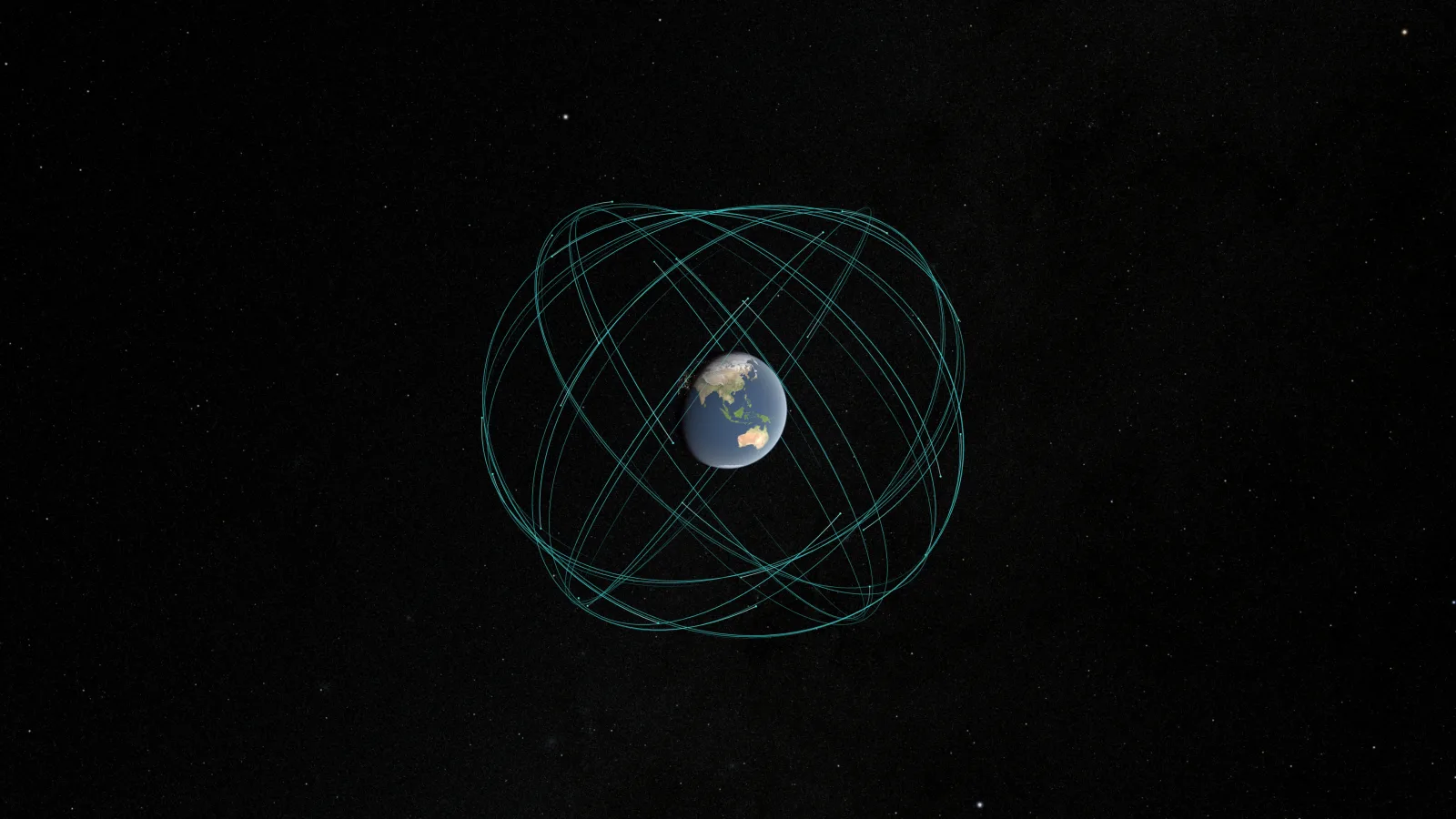 Визуализация орбит спутников GPS вокруг Земли от NASA