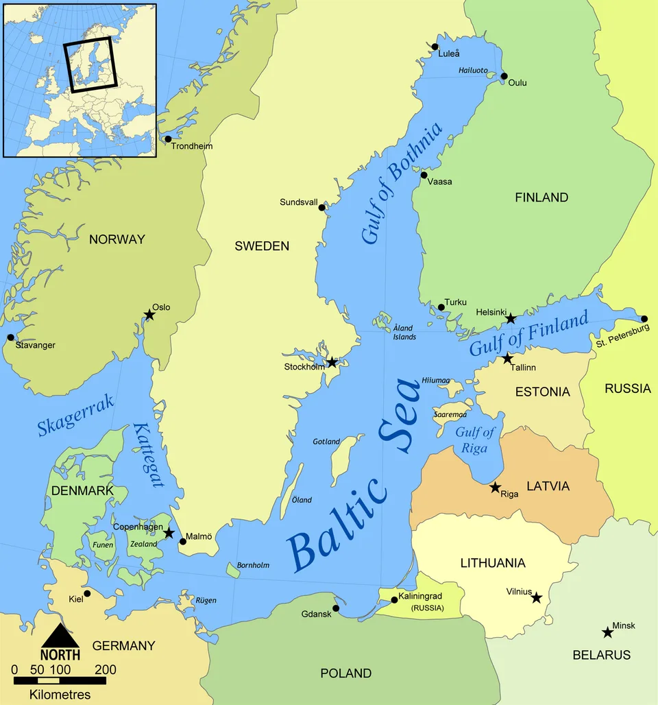 Reference map of the Baltic Sea, not measured interference data