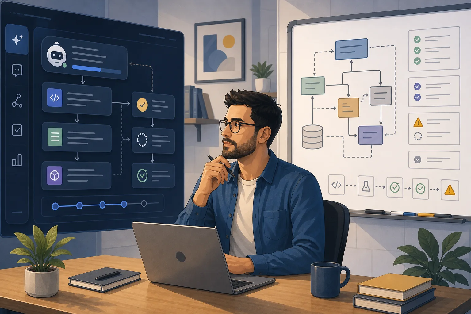 Développeur entre agent de code IA, architecture, tests et revue